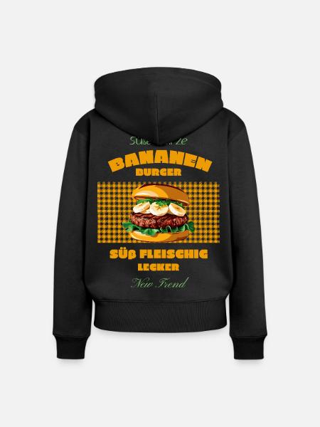 Bananen Burger - Frauen Premium Bio Zip Hoodie - Schwarz