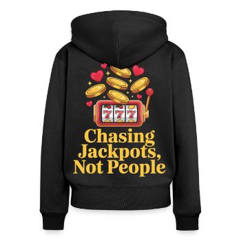 Jagd nach Jackpots Lustiges Casino-Glücksspiel - Frauen Premium Bio Zip Hoodie - Schwarz - Hinten - Julia (174cm)