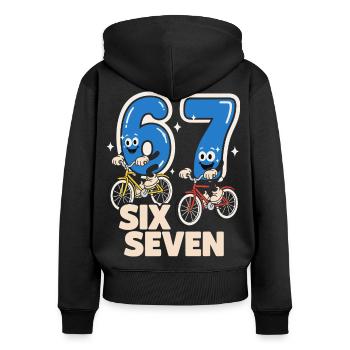 67 Six Seven meme Radfahren - Italienisch Lust - Frauen Premium Bio Zip Hoodie - Schwarz - Hinten - Julia (174cm)