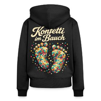 Karneval Konfetti Schwangerschaft Werdende - Frauen Premium Bio Zip Hoodie - Schwarz - Hinten - Julia (174cm)