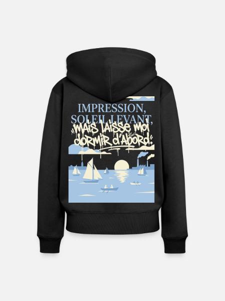 Impression, Sommeil Levant : Art Fatigué - Frauen Premium Bio Zip Hoodie - Schwarz