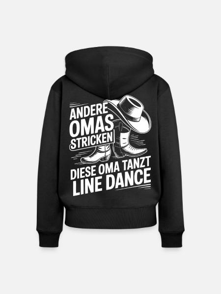 Omas Line Dance - Frauen Premium Bio Zip Hoodie - Schwarz