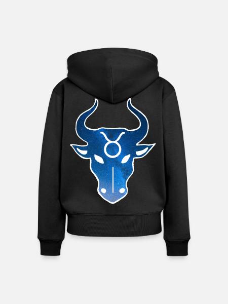 Stier und das Universum - Frauen Premium Bio Zip Hoodie - Schwarz