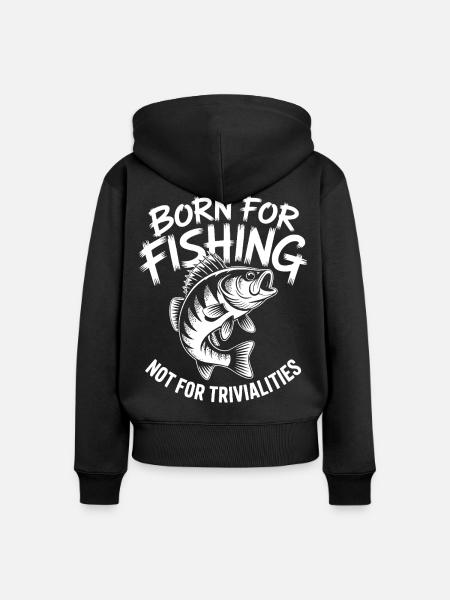 Angeln statt Arbeit - Frauen Premium Bio Zip Hoodie - Schwarz