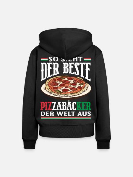 Der Beste Pizzabäcker Der Welt - Frauen Premium Bio Zip Hoodie - Schwarz