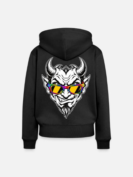 Dämon mit Brille - Frauen Premium Bio Zip Hoodie - Schwarz