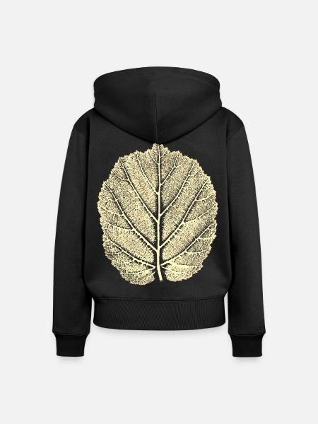 Haselnussblatt / Blatt Hasel - Natur & Wald - Frauen Premium Bio Zip Hoodie - Schwarz