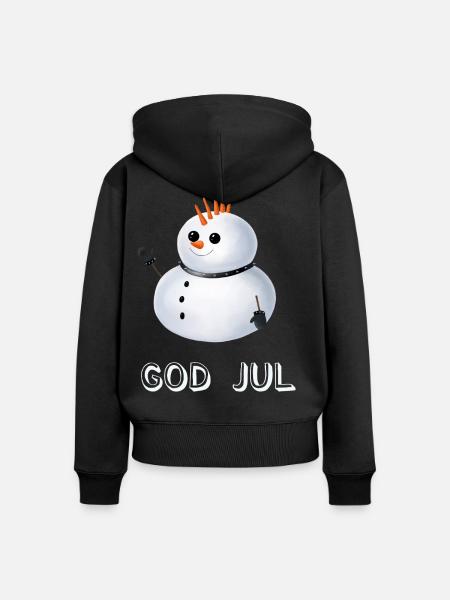 Gothic Schneemann God Jul - Schwedisch - Frauen Premium Bio Zip Hoodie - Schwarz