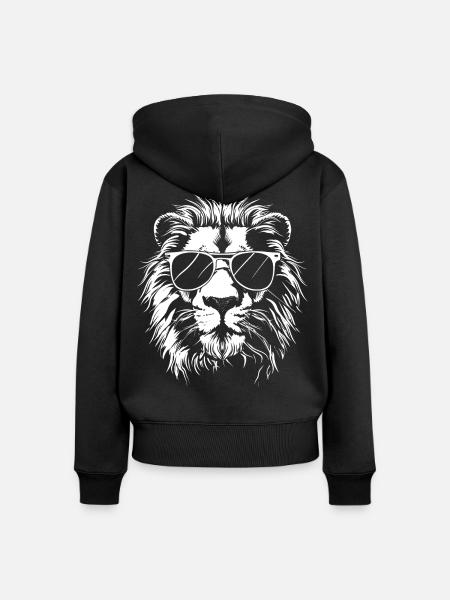 Löwe Sonnenbrille - Frauen Premium Bio Zip Hoodie - Schwarz