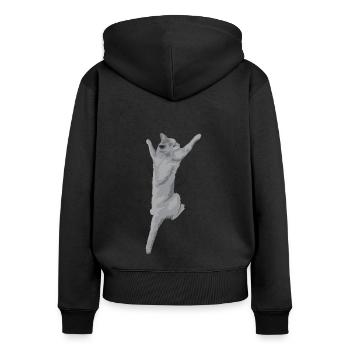 Cat Climbing 3D (cat) - Women's Premium Organic Zip Hoodie - black - Back - Julia (174cm)