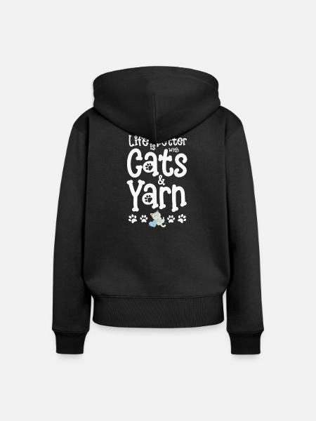 Katze Katzen - Frauen Premium Bio Zip Hoodie - Schwarz