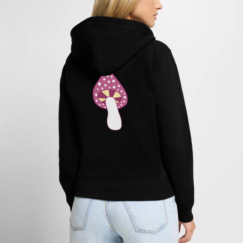 Mushroom fly agaric violet pattern customizable Women's Premium Organic Zip Hoodie