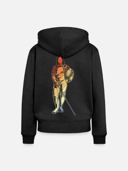 Fechten Mädchen Zeichnung - Frauen Premium Bio Zip Hoodie - Schwarz