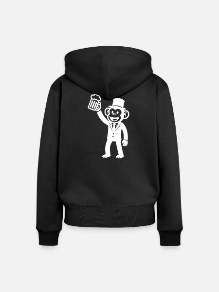 Affe Bachelor Party Bier - Frauen Premium Bio Zip Hoodie - Schwarz