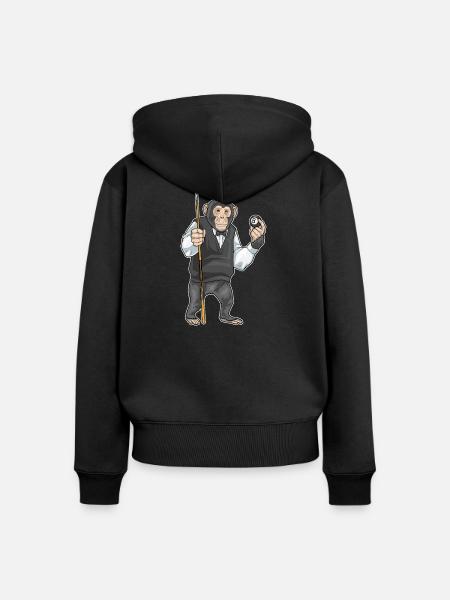 Affe Billiard Queue Sport - Frauen Premium Bio Zip Hoodie - Schwarz