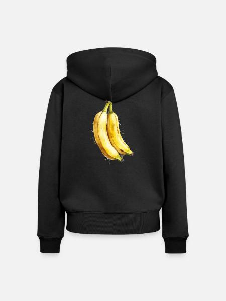 Banane Aquarell - Frauen Premium Bio Zip Hoodie - Schwarz