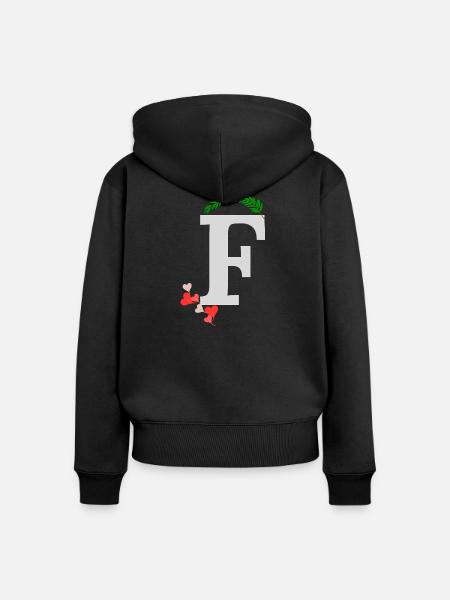 F - Frauen Premium Bio Zip Hoodie - Schwarz