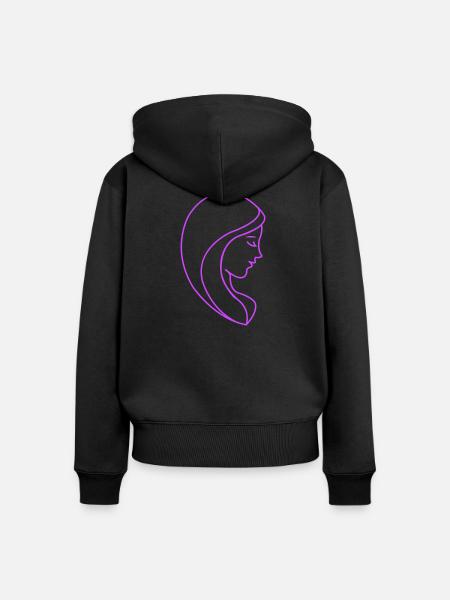 Frau Portrait - Frauen Premium Bio Zip Hoodie - Schwarz