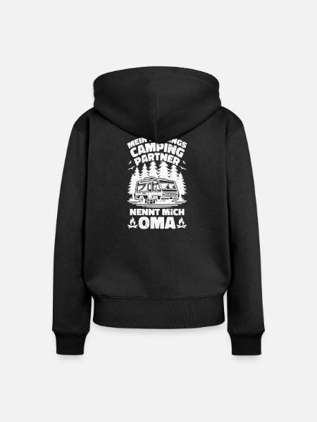 Lieblings Campingpartner Oma - Frauen Premium Bio Zip Hoodie - Schwarz