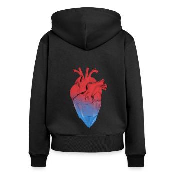 Kristallisiertes Herz - Frauen Premium Bio Zip Hoodie - Schwarz - Hinten - Julia (174cm)