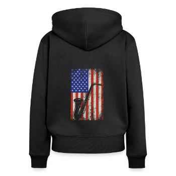 Saxophone Saxophonist Vintage Sprüche - Frauen Premium Bio Zip Hoodie - Schwarz - Hinten - Julia (174cm)