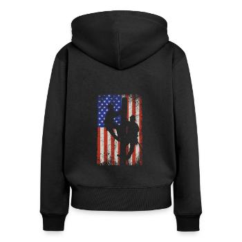 Elektriker Elektroniker Vintage Betriebselektriker - Frauen Premium Bio Zip Hoodie - Schwarz - Hinten - Julia (174cm)