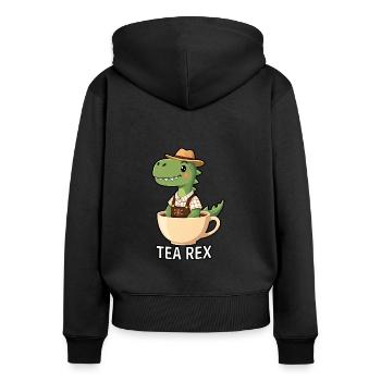 Tea Rex Tyrannosaurus Rex Lederhosn - Frauen Premium Bio Zip Hoodie - Schwarz - Hinten - Julia (174cm)