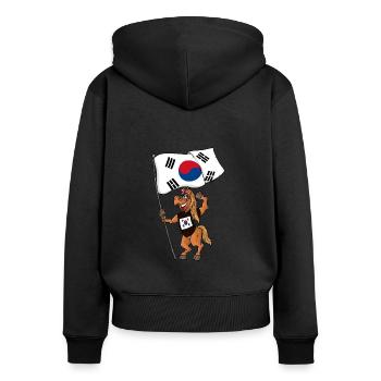 Südkoreaner Fan Pferd - Frauen Premium Bio Zip Hoodie - Schwarz - Hinten - Julia (174cm)
