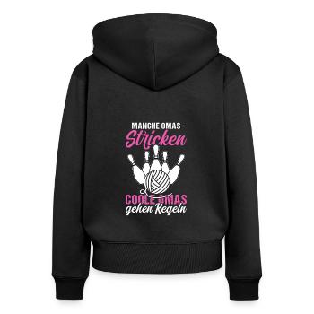 Keglerin Coole Omas gehen Kegeln Kegelclub - Frauen Premium Bio Zip Hoodie - Schwarz - Hinten - Julia (174cm)