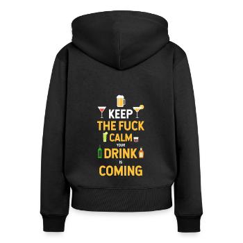 Barman Cocktail Bartender Barkeeper - Sweat à capuche zippé Premium bio Femme - noir - Dos - Julia (174cm)