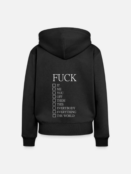 Fuck - Frauen Premium Bio Zip Hoodie - Schwarz