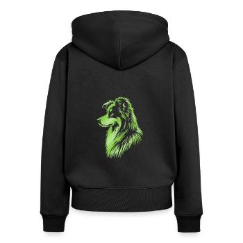 Herding dog green - Women's Premium Organic Zip Hoodie - black - Back - Julia (174cm)