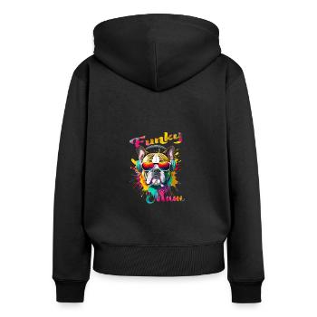 Funky Mama. Geburtstag, Muttertag. Hund - Frauen Premium Bio Zip Hoodie - Schwarz - Hinten - Julia (174cm)