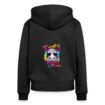 Funky Mama. Geburtstag, Muttertag. - Frauen Premium Bio Zip Hoodie - Schwarz - Hinten - Julia (174cm)