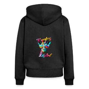Funky Girl Giraffe - Women's Premium Organic Zip Hoodie - black - Back - Julia (174cm)