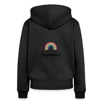 super infirmière cadeau meilleure infirmiere - Sweat à capuche zippé Premium bio Femme - noir - Dos - Julia (174cm)