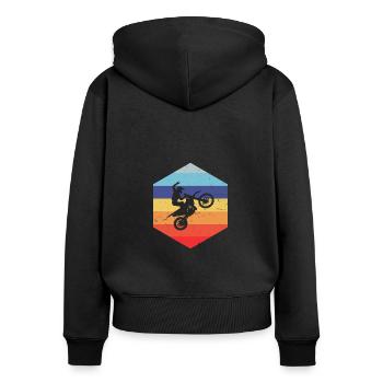 Motocross Supermoto Dirt Biker Women's Freestyle Mot - Women's Premium Organic Zip Hoodie - black - Back - Julia (174cm)