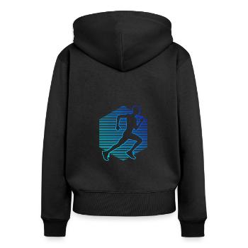 Course Femmes Hommes Jogging Cross Country Course à pied - Sweat à capuche zippé Premium bio Femme - noir - Dos - Julia (174cm)