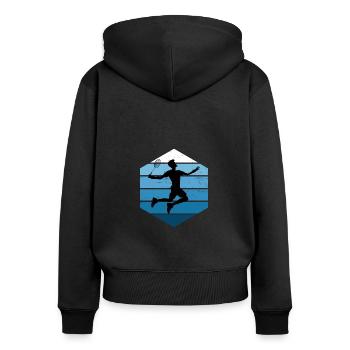 Joueur de badminton badminton hommes badminton - Sweat à capuche zippé Premium bio Femme - noir - Dos - Julia (174cm)