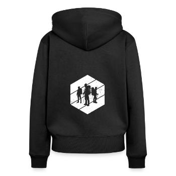 Climbing Klettern Damen Herren Kletterer - Frauen Premium Bio Zip Hoodie - Schwarz - Hinten - Julia (174cm)