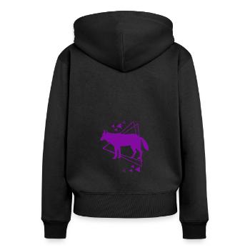 Loup - Amoureux des animaux - Conservation de la nature - Sweat à capuche zippé Premium bio Femme - noir - Dos - Julia (174cm)