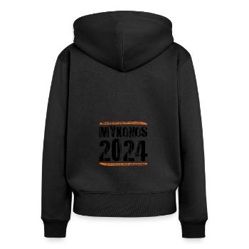 Citation de Mykonos 2024 - Sweat à capuche zippé Premium bio Femme - noir - Dos - Julia (174cm)