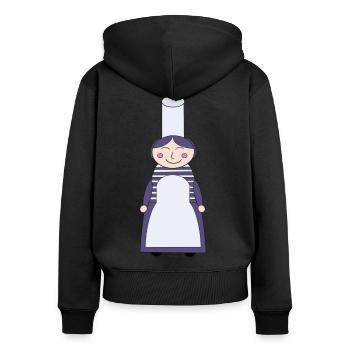 Mam bigoud - Sweat à capuche zippé Premium bio Femme - noir - Dos - Julia (174cm)