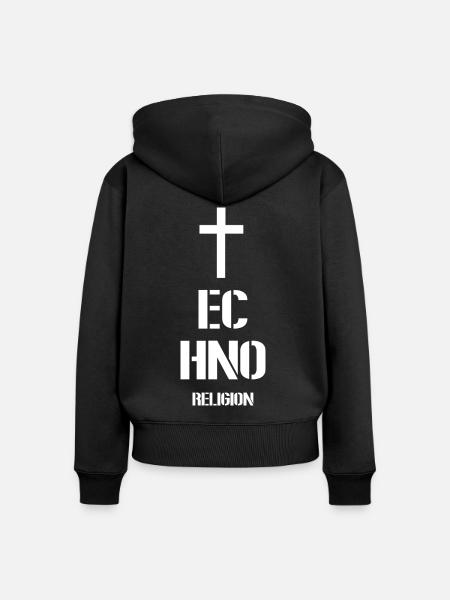 Techno - Frauen Premium Bio Zip Hoodie - Schwarz