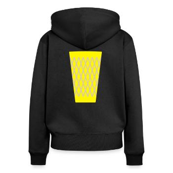Apfelwein Glas _Geripptes - Frauen Premium Bio Zip Hoodie - Schwarz - Hinten - Julia (174cm)