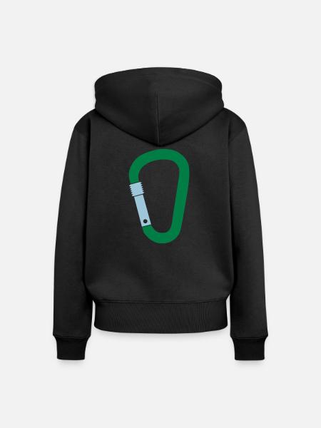 Karabiner - Frauen Premium Bio Zip Hoodie - Schwarz