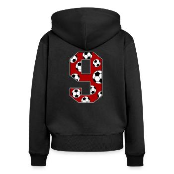 9 Birthday Football Red - Women's Premium Organic Zip Hoodie - black - Back - Julia (174cm)