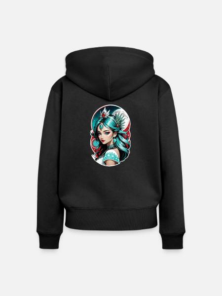 Indische Prinzessin - Aztek - Frauen Premium Bio Zip Hoodie - Schwarz