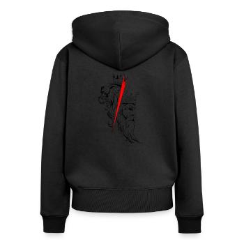 Roi et Lion - Sweat à capuche zippé Premium bio Femme - noir - Dos - Julia (174cm)