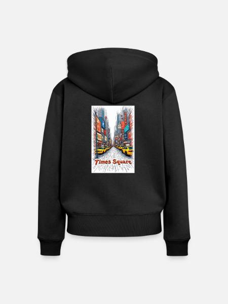 Times Square - Frauen Premium Bio Zip Hoodie - Schwarz